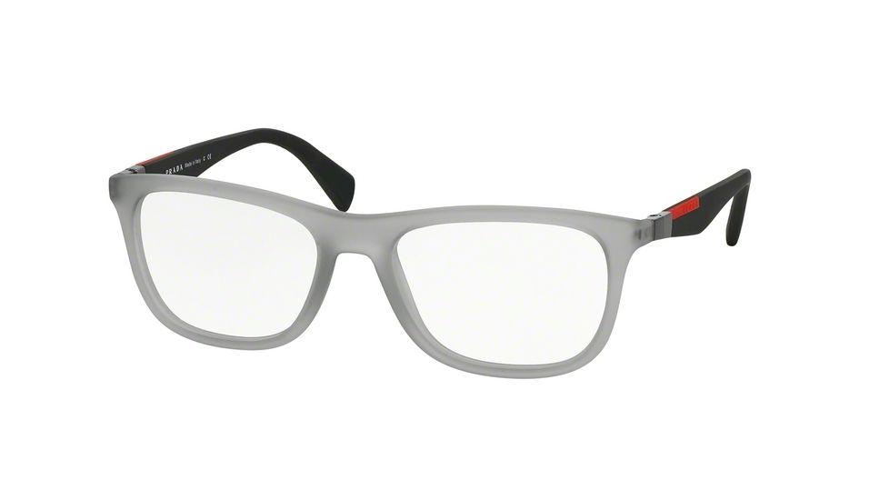 Prada PS04FV Progressive Prescription Eyeglasses TIL1O1-53 - Trasp Grey Rubber Frame