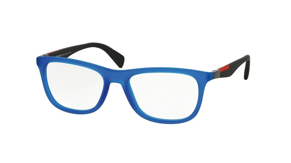 Prada PS04FV Progressive Prescription Eyeglasses TIU1O1-53 - Azure Rubber Frame