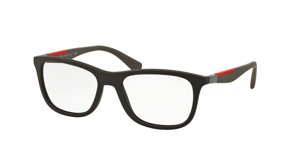 Prada PS04FV Progressive Prescription Eyeglasses UB01O1-55 - Brown Rubber Frame