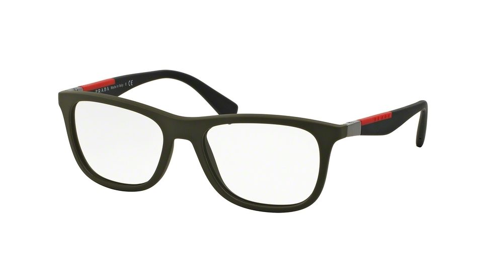 Prada PS04FV Progressive Prescription Eyeglasses UBW1O1-53 - Green Rubber Frame