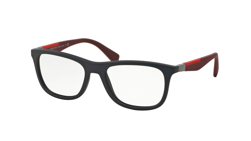 Prada PS04FV Progressive Prescription Eyeglasses UBX1O1-55 - Shot Grey Rubber Frame