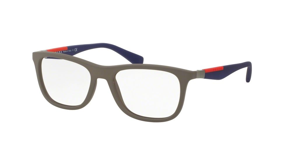 Prada PS04FV Progressive Prescription Eyeglasses UR41O1-55 - Brown Rubber Frame