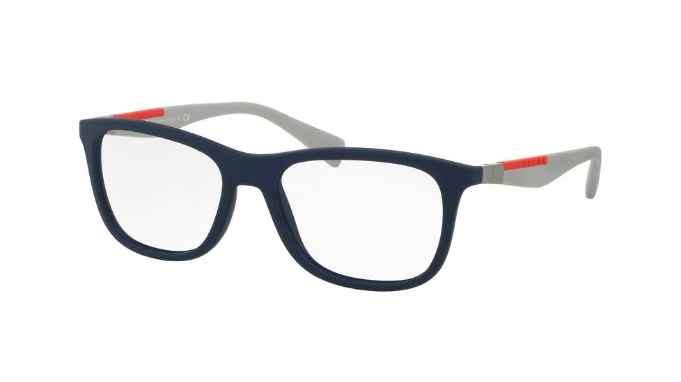 Prada PS04FV Progressive Prescription Eyeglasses UR51O1-53 - Blue Rubber Frame