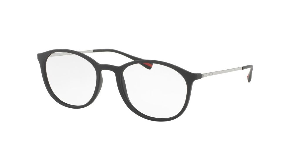 Prada PS04HV Single Vision Prescription Eyeglasses DG01O1-51 - Black Rubber Frame