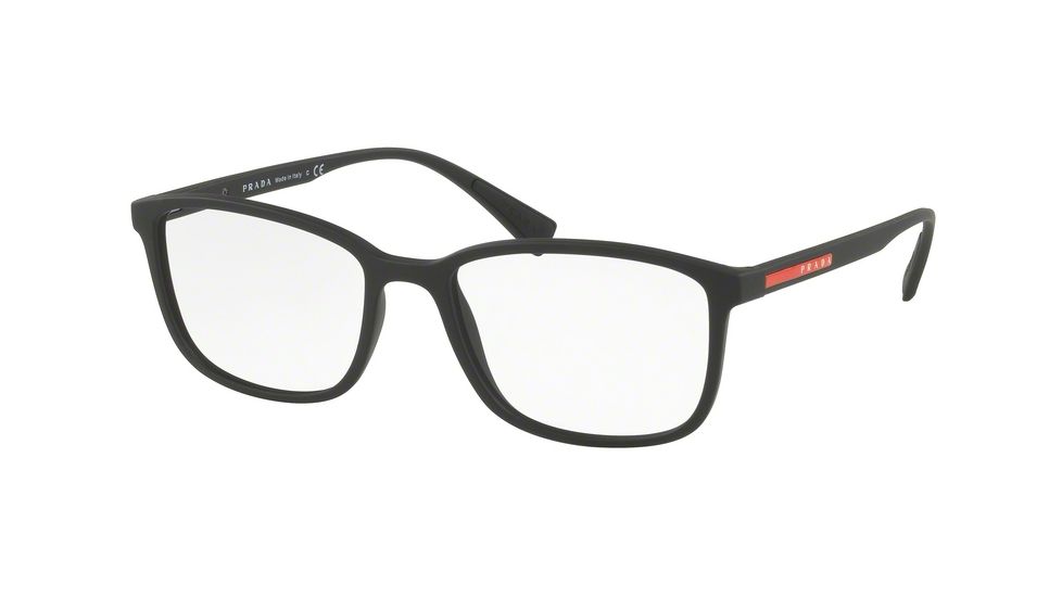 Prada PS04IV Single Vision Prescription Eyeglasses, 53mm, Black Rubber, PS04IV-DG01O1-53-SV