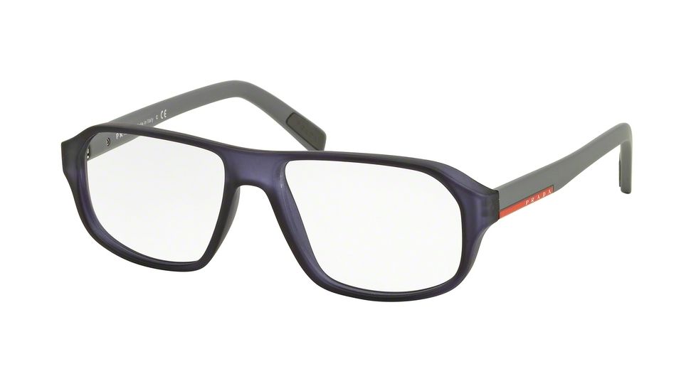 Prada PS05GV Eyeglass Frames UFJ1O1-55 - Transparent Blue Rubber Frame