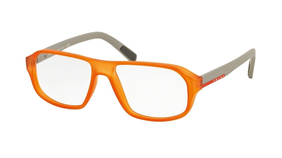 Prada PS05GV Eyeglass Frames UFL1O1-55 - Transprent Orange Rubber Frame