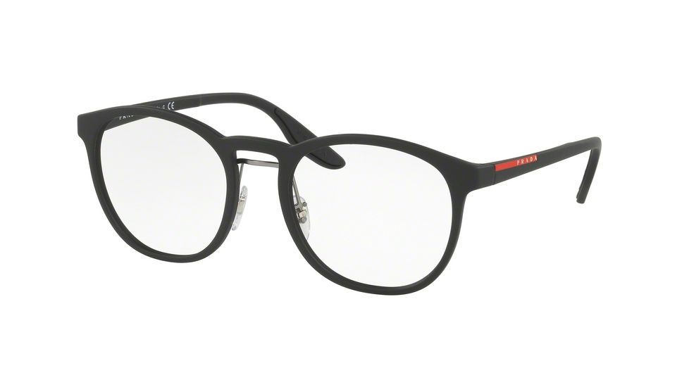 Prada PS05HV Progressive Prescription Eyeglasses DG01O1-51 - Black Rubber Frame