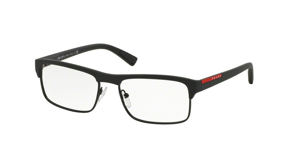 Prada PS06FV Progressive Prescription Eyeglasses DG01O1-54 - Black Rubber Frame