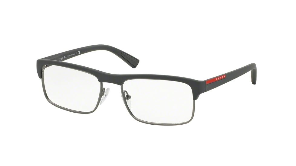 Prada PS06FV Progressive Prescription Eyeglasses TFZ1O1-54 - Grey Rubber Frame
