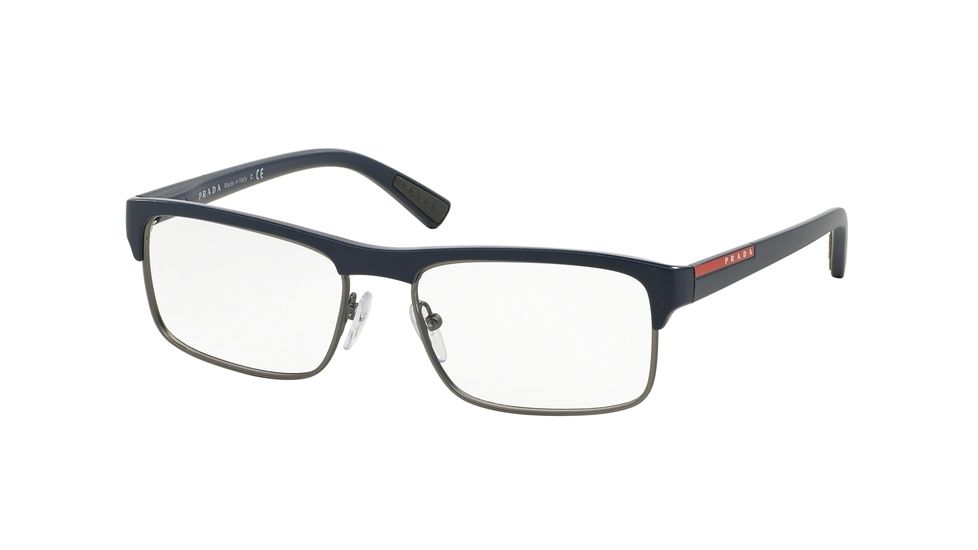 Prada PS06FV Progressive Prescription Eyeglasses UAU1O1-54 - Blue Rubber Frame