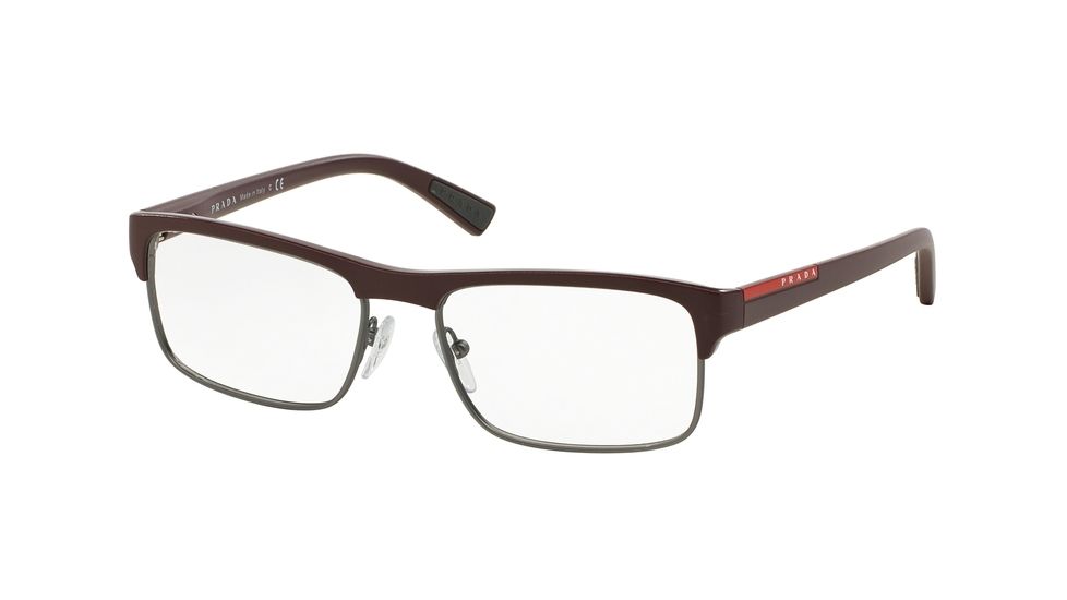 Prada PS06FV Progressive Prescription Eyeglasses UAY1O1-54 - Bordeaux Rubber Frame