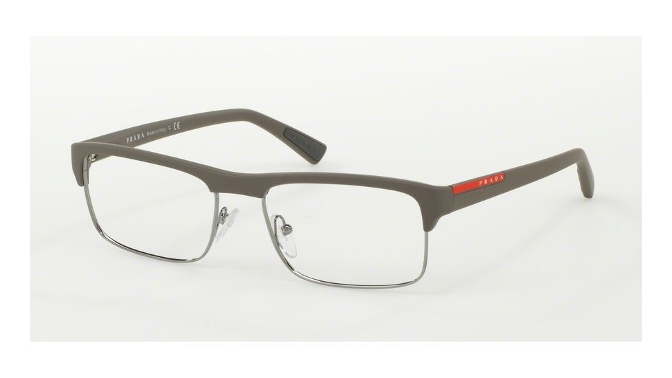 Prada PS06FV Progressive Prescription Eyeglasses UR41O1-54 - Brown Rubber Frame