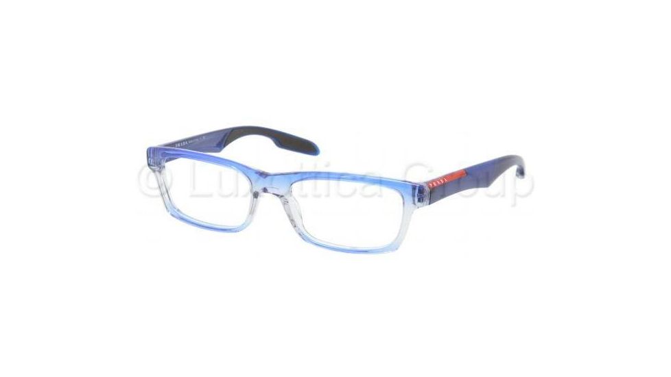 Prada PS07CV Single Vision Prescription Eyeglasses JAT1O1-5518 - Striped Blue Frame