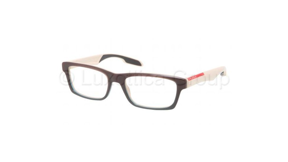 Prada PS07CV Prescription Eyeglasses LAO1O1-5518 - Brown Gradient Green Frame, Demo Lens Lenses