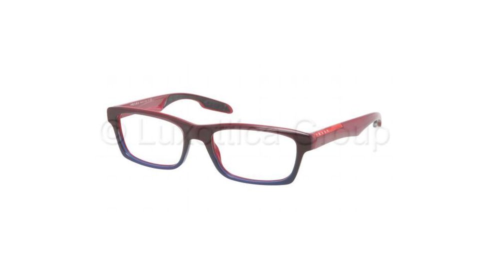 Prada PS07CV Prescription Eyeglasses LAP1O1-5518 - Bordeaux Gradient Blue Frame, Demo Lens Lenses