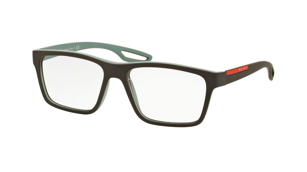 Prada PS07FV Eyeglass Frames UFJ1O1-53 - Brown Rubber/lt Green Rubber Frame