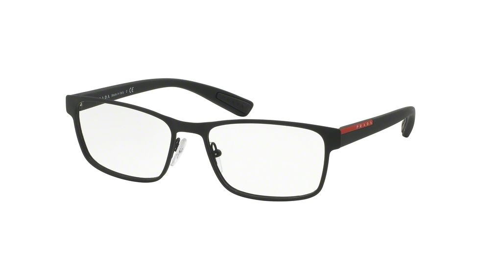 Prada PS50GV Progressive Prescription Eyeglasses DG01O1-55 - Black Rubber Frame