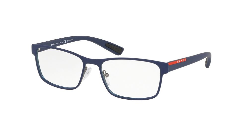 Prada PS50GV Progressive Prescription Eyeglasses, 55mm, Blue Rubber, PS50GV-TFY1O1-55-PRO