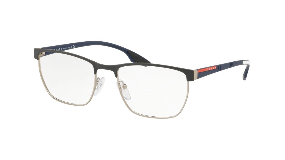 Prada PS50LV Eyeglass Frames TFZ1O1-53 - Grey Rubber/Silver Rubber Frame