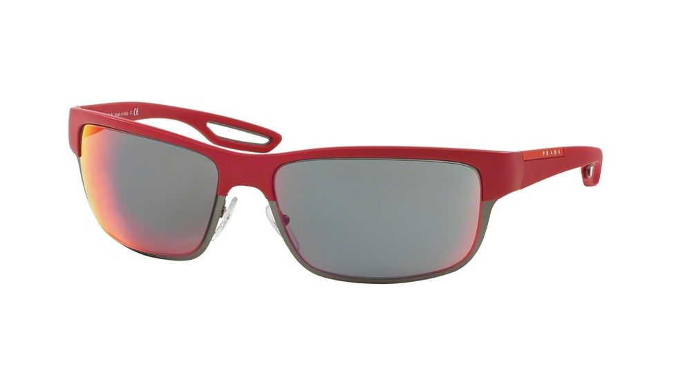 Prada PS50QS Bifocal Prescription Sunglasses PS50QS-TWL9Q1-64 - Lens Diameter 64 mm, Frame Color Red Rubber/Matte Gunmetal