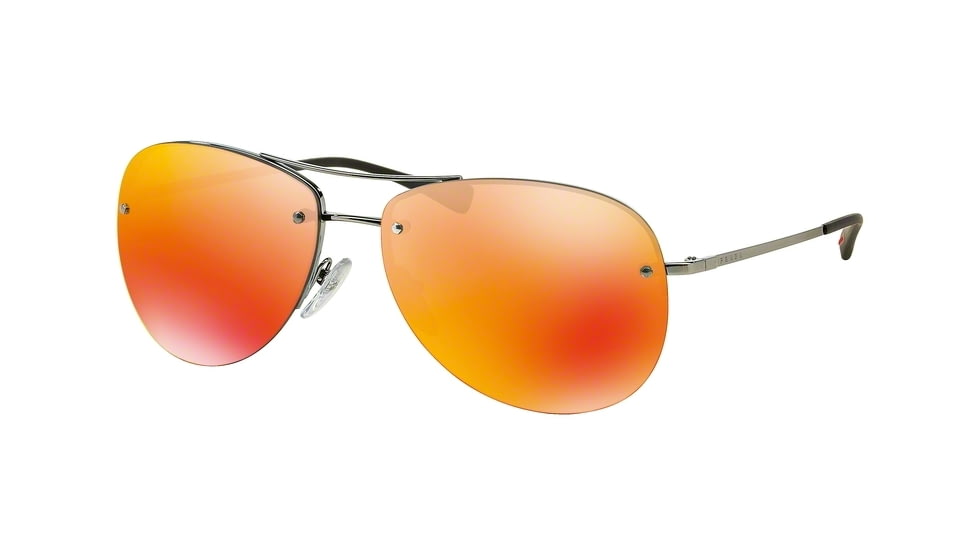 Prada PS50RS Sunglasses 5AV5M0-62 - Gunmetal Frame, Brown Mirror Orange Lenses