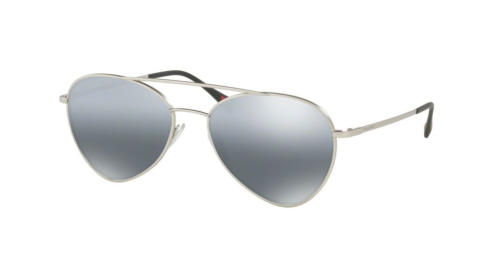 Prada PS50SS Sunglasses 1AP2F2-60 - Matte Silver Frame, Polar Grey Mirror Grad Silver Lenses