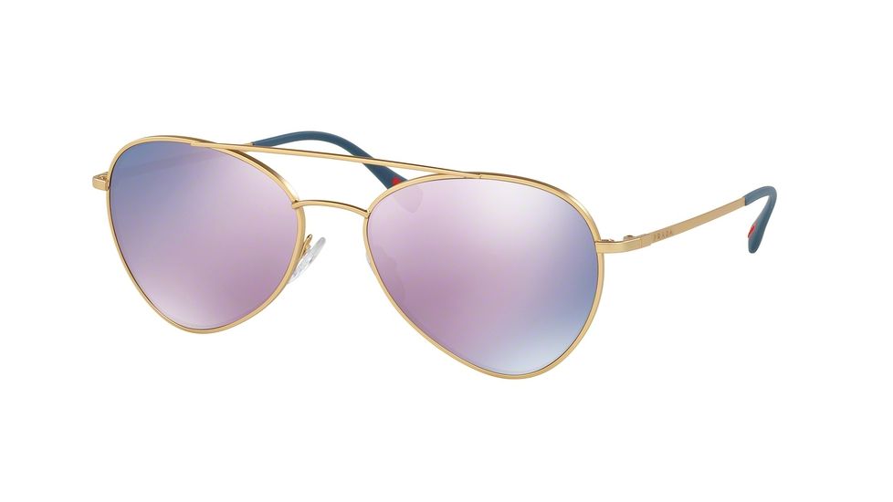 Prada PS50SS Sunglasses 1BK5T0-60 - Matte Gold Frame, Dark Grey Mirror Pink Lenses