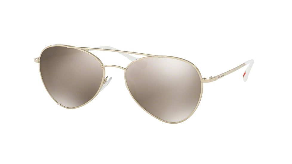 Prada PS50SS Sunglasses ZVN1C0-57 - Pale Gold Frame, Light Brown Mirror Gold Lenses