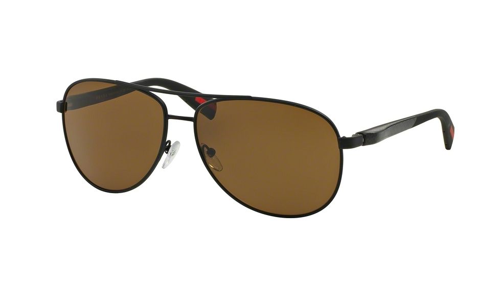 Prada PS51OS Sunglasses DG05Y1-62 - Black Rubber Frame, Polar Brown Lenses