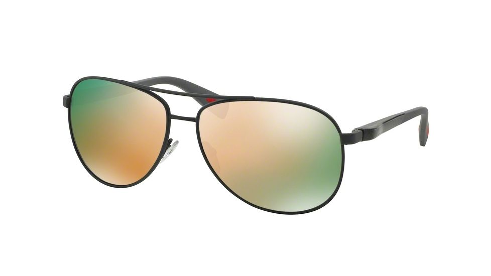 Prada PS51OS Sunglasses TFZ2D2-62 - Grey Rubber Frame, Grey Mirror Rose Gold Lenses