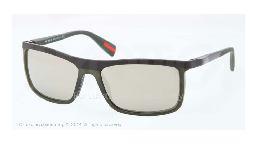 Prada PS51PS Sunglasses ROS1C0-58 - Military Green Demi Shiny Frame, Light Brown Mirror Gold Lenses