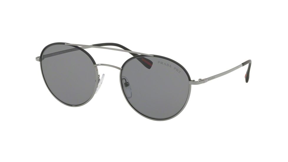 Prada PS51SS Single Vision Prescription Sunglasses, 51mm, Gunmetal / Grey, PS51SS-290255-51-SV