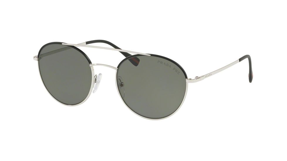Prada PS51SS Single Vision Prescription Sunglasses PS51SS-GAQ5X1-51 - Lens Diameter 51 mm, Frame Color Silver / Black