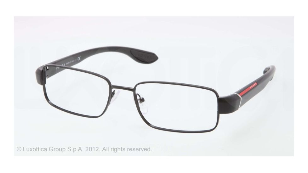 Prada PS52EV Progressive Prescription Eyeglasses 1BO1O1-52 - Black Demi Shiny Frame