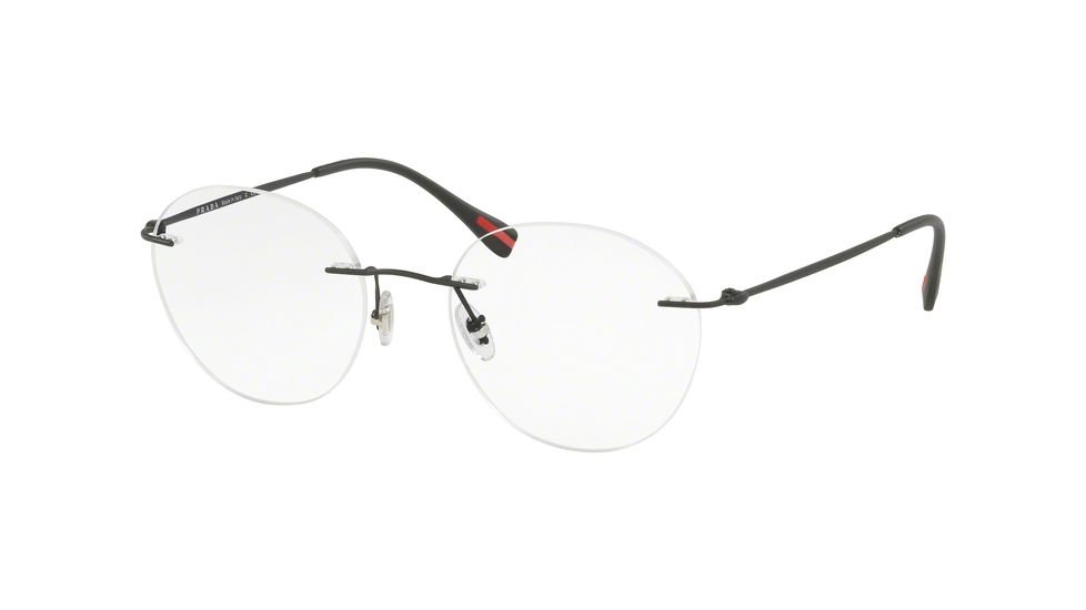 Prada PS52IV Single Vision Prescription Eyeglasses, 50mm, Black Rubber, PS52IV-DG01O1-50-SV