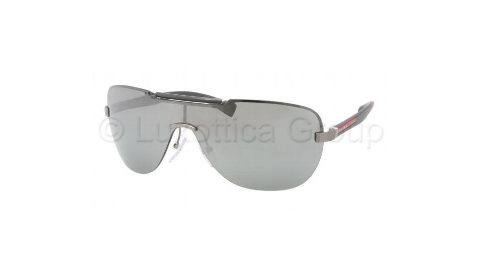 Prada PS52NS Sunglasses 7CQ7W1-0136 - Gunmetal Demi Shiny Frame, Gray Silver Mirror Lenses