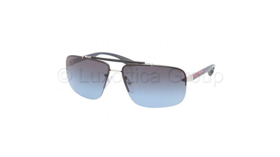 Prada PS52OS Sunglasses 1BC5I1-6413 - Silver Gray Frame, Blue Gradient Lenses