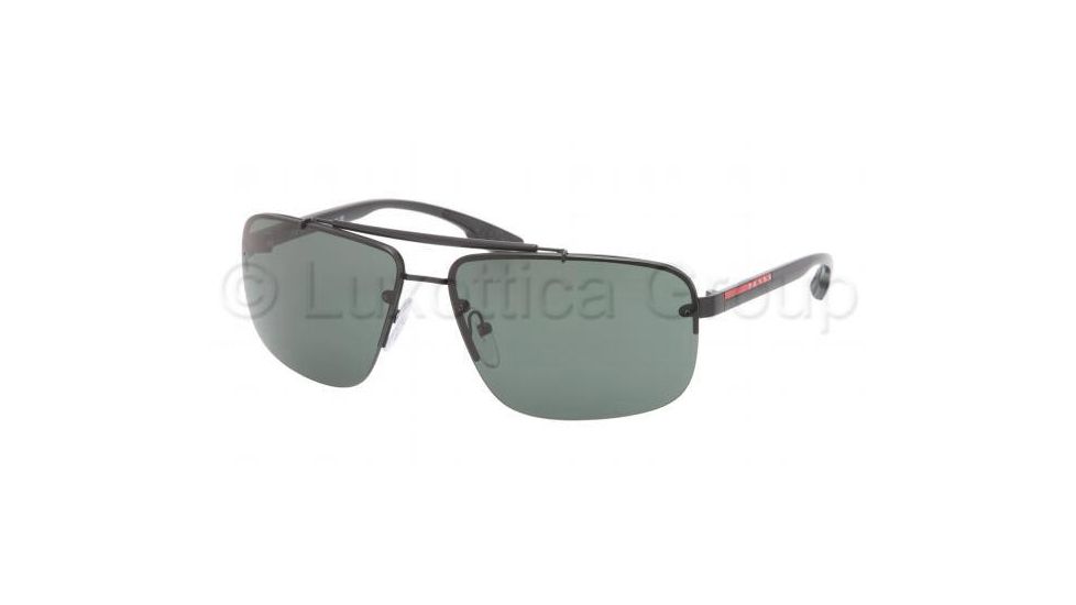 Prada PS52OS Sunglasses 1BO3O1-6413 - Black Demi Shiny Frame, Green Lenses