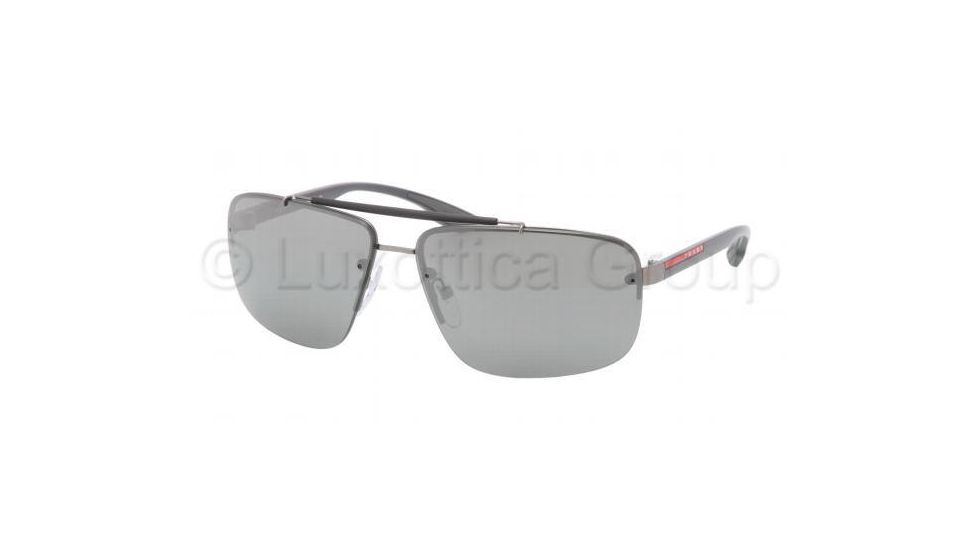 Prada PS52OS Sunglasses 7CQ7W1-6413 - Gunmetal Demi Shiny Frame, Gray Mirror Silver Lenses