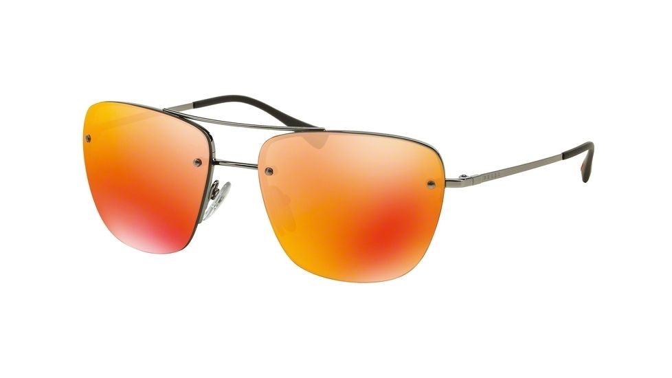Prada PS52RS Sunglasses 5AV5M0-56 - Gunmetal Frame, Brown Mirror Orange Lenses