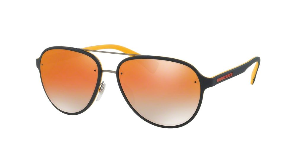Prada PS52SS Sunglasses VIH6U0-58 - Blue / Yellow Frame, Grey Mirr Rose Gold Grad Oran Lenses