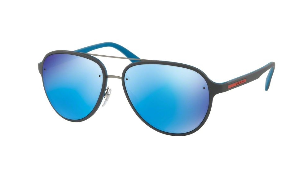 Prada PS52SS Sunglasses VIJ5M2-58 - Grey/blue Frame, Light Green Mirror Blue Lenses
