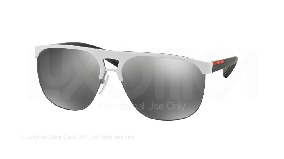 Prada PS53QS Sunglasses TWK7W1-34 - White Rubber Frame, Grey Mirror Silver Lenses