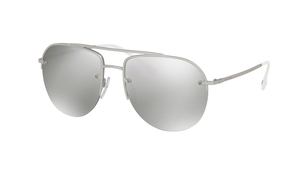 Prada PS53SS Single Vision Prescription Sunglasses PS53SS-QFP2B0-59 - Lens Diameter 59 mm, Frame Color Silver Rubber