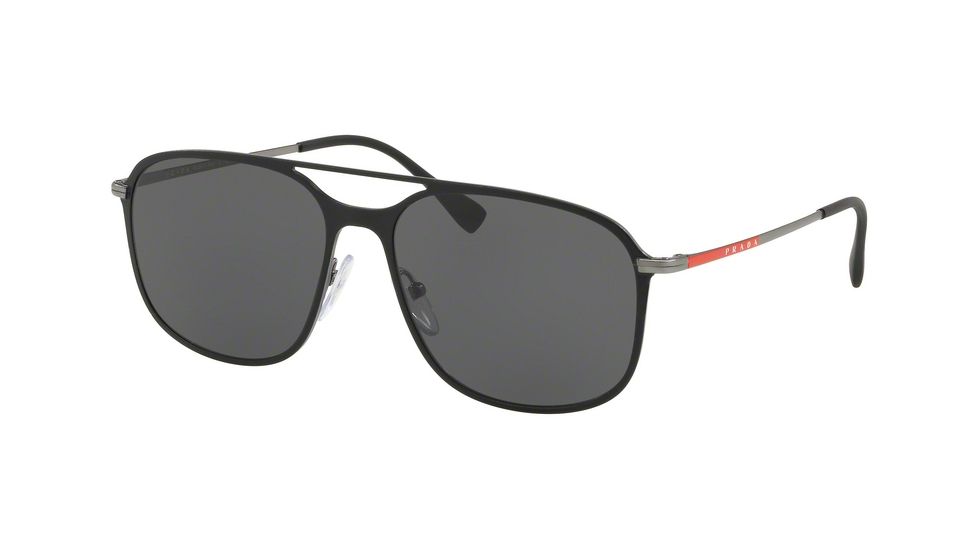 Prada PS53TS Prescription Sunglasses, 56mm, Black Rubber/gunmet Rubber, PS53TS-DG05S0-56-SV