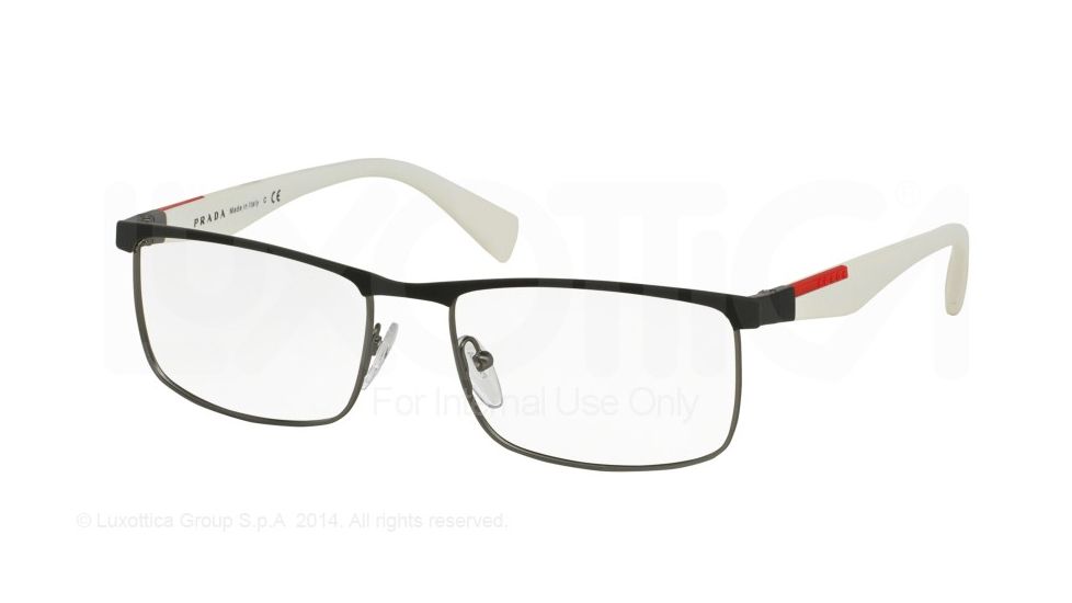 Prada PS54FV Eyeglass Frames DG11O1-53 - Black Rubber/Gunmetal Rubber Frame