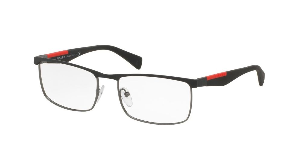 Prada PS54FV Eyeglass Frames QFP1O1-53 - Black/steel Rubber Frame
