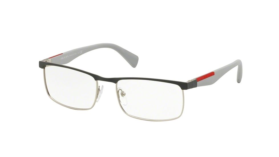 Prada PS54FV Eyeglass Frames TIG1O1-53 - Grey Rubber/Silver Rubber Frame
