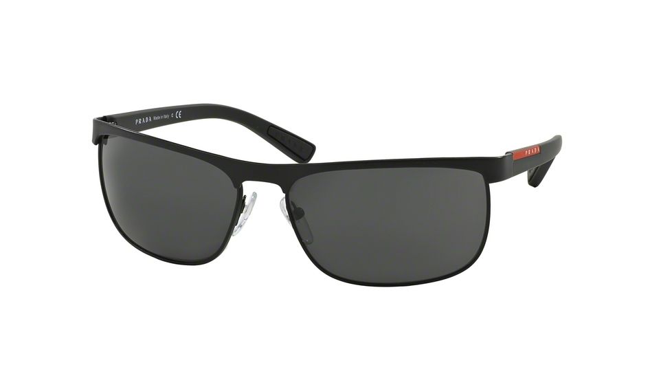 Prada PS54QS Sunglasses DG01A1-63 - Black Rubber Frame, Grey Lenses